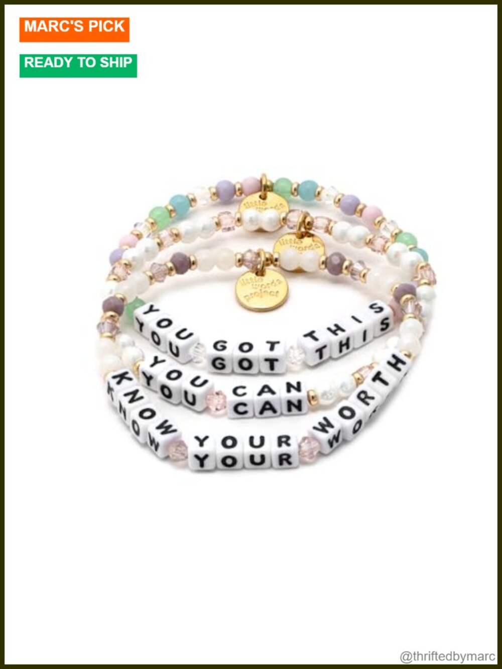 Handcrafted Beaded Stretch Bracelets Set of 3 Stackable Plated Brass